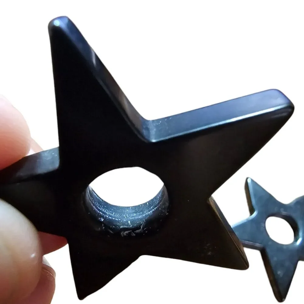 Black Agate Chalcedony Star Pendant Gemstone Charm Craft Jewelry Making Set of 2 - Picture 4 of 6